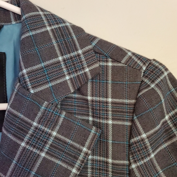 BB Dakota womens blazer suit jacket small blue plaid button pocket lined - Picture 2 of 7